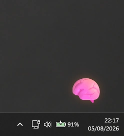 AtelierRelay reduced to its movable Mini-Brain icon above the Windows taskbar.